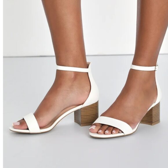 Lulu's Harper White Ankle Strap Heels - Size 8.5 - Picture 9 of 9